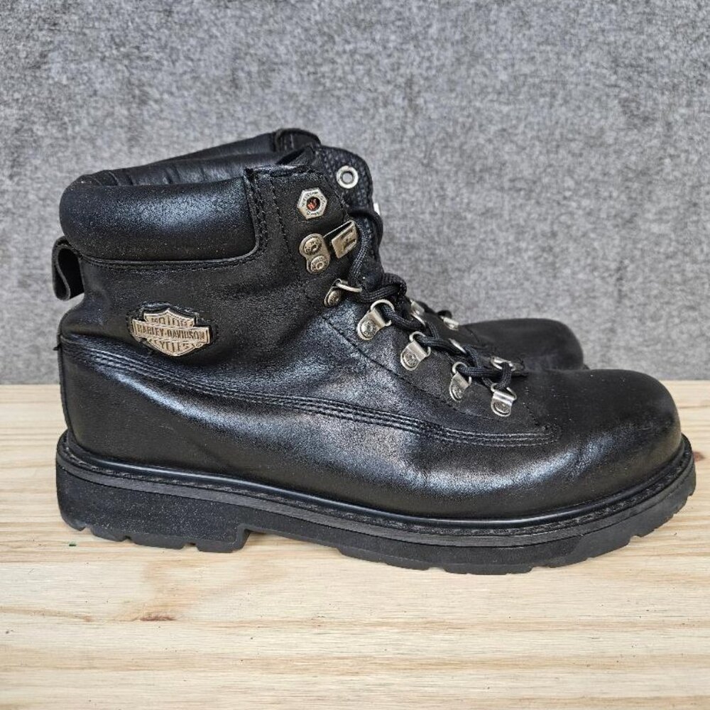 Harley Davidson Moto Boots Lace Up Black Leather